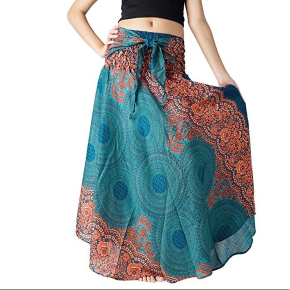 Women’s Boho Floral Hippie Maxi Festival Skirt - Picture 2 of 5